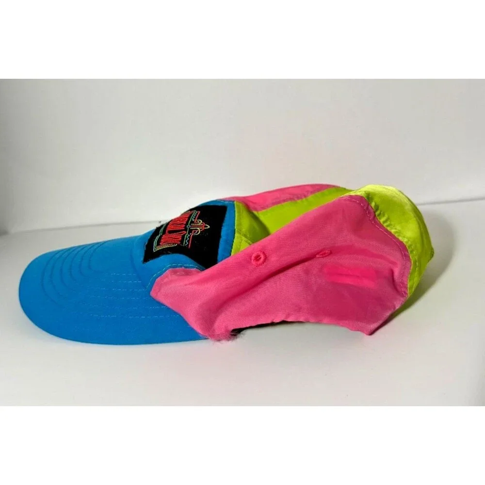 Universal Studios Neon Colorblock Hat Strapback Retro 90s Style Theme Park Cap